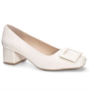 Elegant Cream Block Heel Pumps